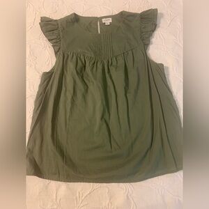 J. Crew Olive Green Pintuck Sleeveless Top